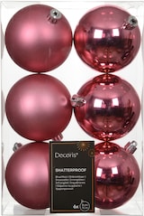 thumbnail of 6 Weihnachtskugeln Kunststoff 8cm klassisch & bruchsicher Christbaumkugeln Weihnachtsbaumkugeln Christbaumschmuck Weihnachtsbaumschmuck Blütenrosa