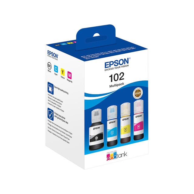 Pack de 4 tintas originais Epson Ecotank 102 (C13T03R640)