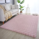 thumbnail of Carpetsale24 Teppich Läufer 80x250 cm Rosa, Flauschiger Kunstfell Teppich in Felloptik mit Bubble-Design, Super Weich, Plüschig für Wohnzimmer