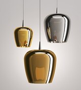thumbnail of Zafferano Bilia Pendelleuchte, 230 V LED, 8 W, 2700 K, 645 lm, mundgeblasenes Borosilikatglas in Schwarz und Silber, Glockenform, 333 cm hoch
