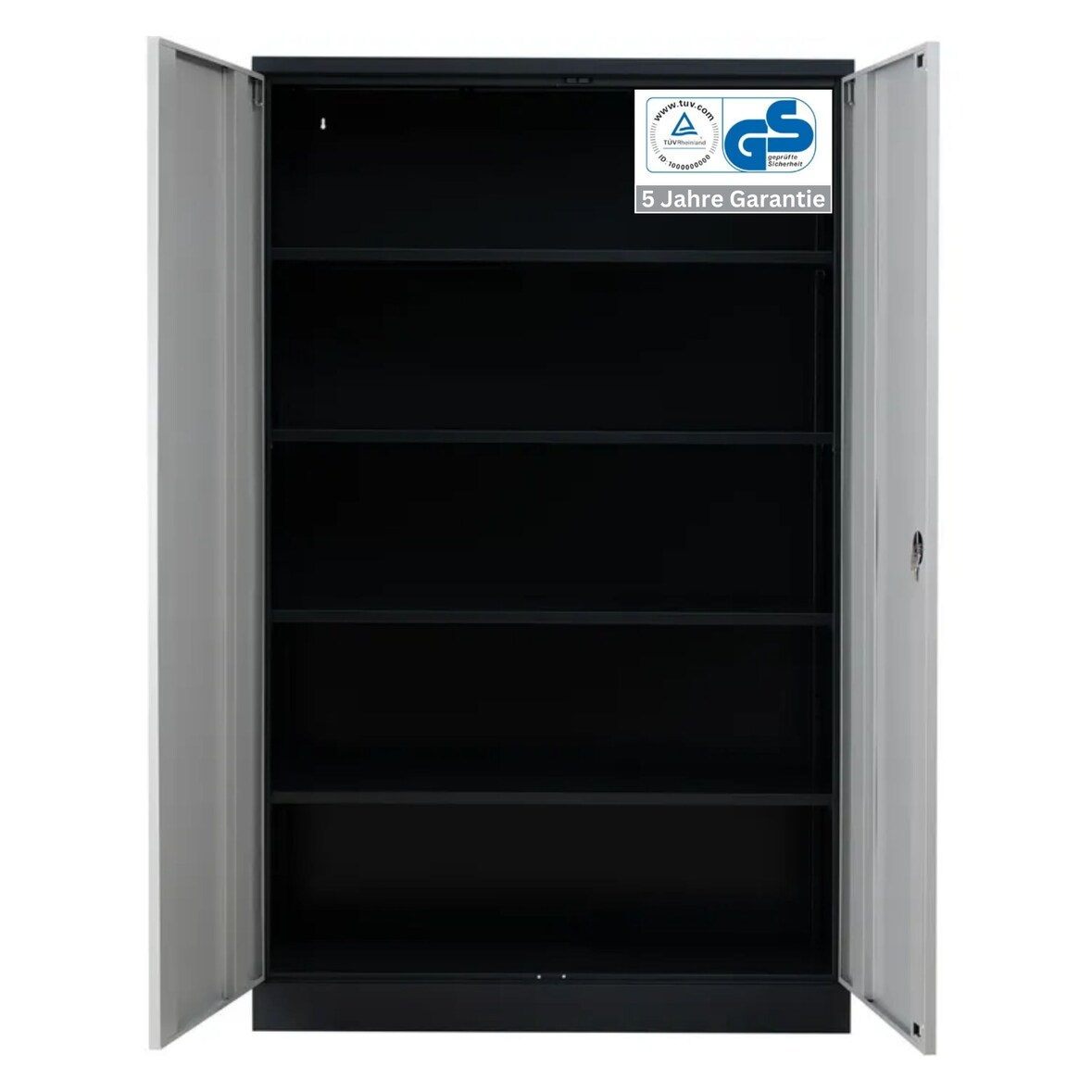 PROREGAL Stahlschrank BEE mit 10 lackierten Fachböden | HxBxT 195x92x60cm | Anthrazit-Grau | Werkstattschrank Werkzeugschrank Aktenschrank