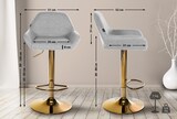 thumbnail of 2er Set Barhocker BIKEL - Stoff Grau 51x52x89 cm Gold | Barstuhl Höhenverstellbar Mit Lehne Drehbar Tresenhocker Tresenstuhl Kneipenhocker