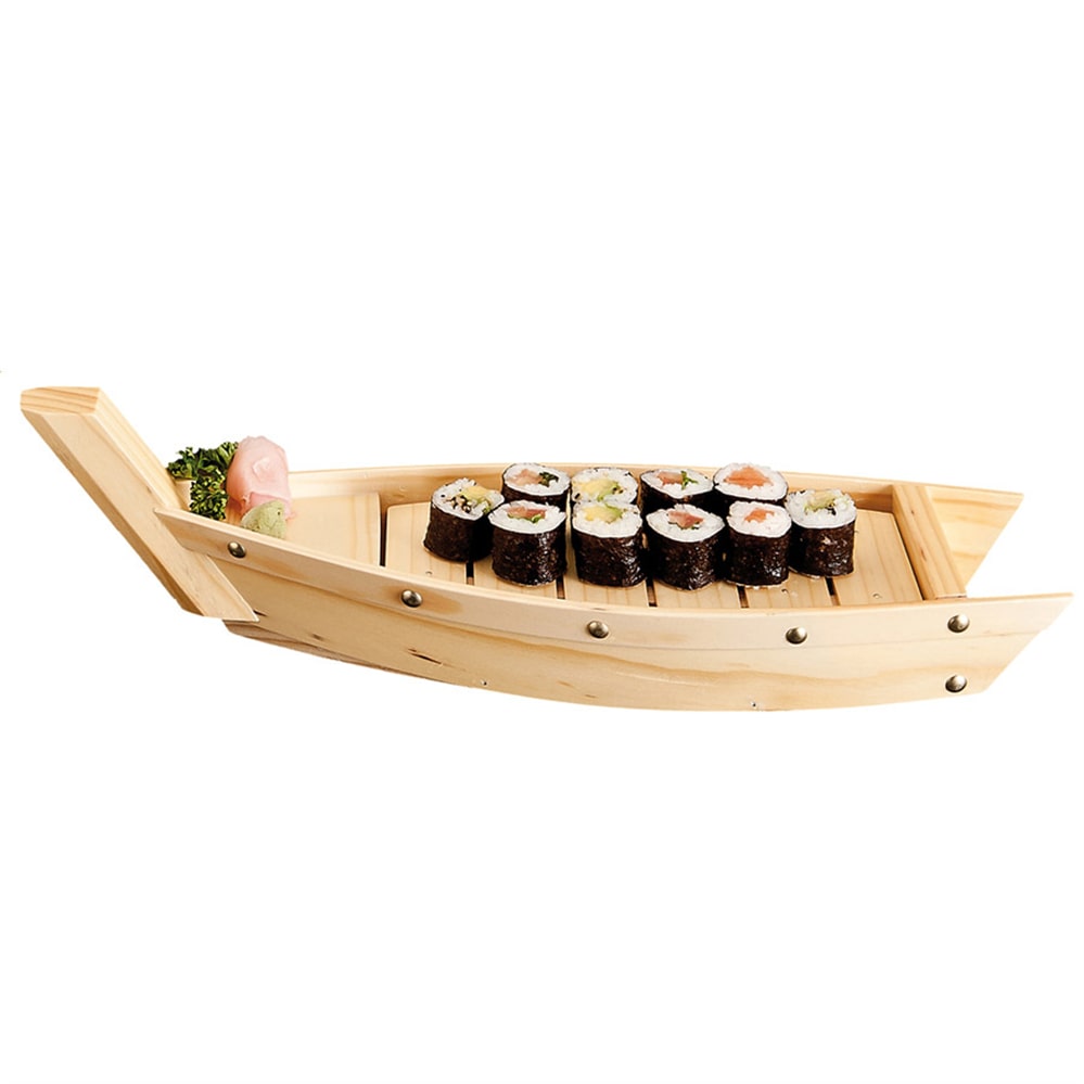 MONOUSO - Bandeja Barco para Sushi de Madera 44x13x11cm (1 Ud)