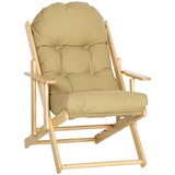thumbnail of Relaxsessel klappbar Braun 103x95x71 cm mit 3-fach verstellbarer Rückenlehne, abnehmbarem Sitzkissen, Buchenholzgestell