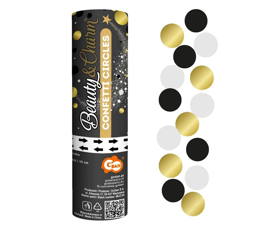 Konfettikanone gold schwarz silber