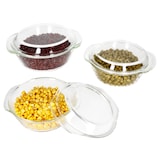 thumbnail of 3tlg Set Brat- & Backform 0,7L 1L 1,5L Deckel Auflaufform rund Gratin Glas