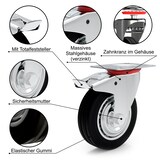 thumbnail of PRIOstahl Transportrollen 160mm Rollensatz 2 Bockrollen + 2 Lenkrollen mit Bremse schwarz Schwerlast