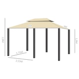 thumbnail of Outsunny cenador de jardín 3x4 m gazebo de exterior con paredes laterales doble techo 6 puertas con cremallera y 8 orificios de drenaje para terraza