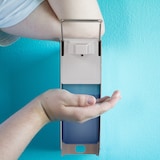 thumbnail of Relaxdays Desinfektionsspender, 2er Set, 1000 ml, Eurospender für Desinfektionsmittel & Seife, Wandmontage, silber/weiß