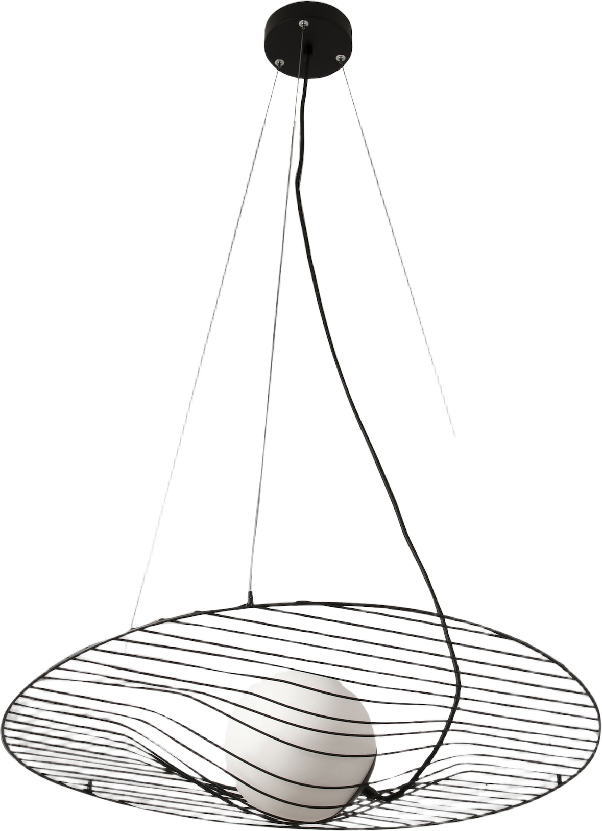Homa Pendelleuchte aus schwarzem Metall und mundgeblasenem Glas, E27 (40W), elegantes Design für Innen, IP20, höhenverstellbar bis 2000 mm