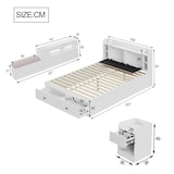 thumbnail of Merax Massivholz-Kombi-Bett 140*200cm, Kopfteil mit eingebautem Staufach, mit Schubladen, mit Nachttisch, mit Stauraum-Langschrank, weiß