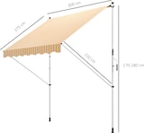 thumbnail of Toldo manual retráctil 300x150x170-280 cm toldo para balcón con altura ajustable manivela y protección solar para terraza jardín naranja