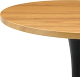thumbnail of Runder Beistelltisch aus MDF und Metall in Schwarz/Holzoptik, 72 cm hoch, mit Thermoform-Oberfläche und stabilem Mittelfuß