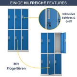 thumbnail of Umkleideschrank Spind TOKIO - 6 Abteile, Etikettenhalter Lüftungsschlitze | Umkleidespind Schließfachschrank Garderobenspind, 185x90x45cm Grau-Blau