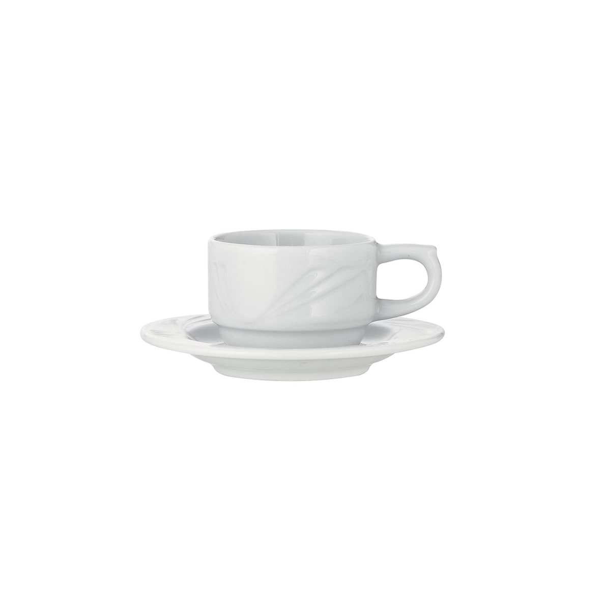 Tazza Caffè con Piatto Arcadia Bianco, Confezione da 6