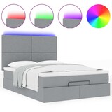 thumbnail of vidaXL Ottoman-Bett mit Matratze & LEDs Hellgrau 140x190 cm Stoff