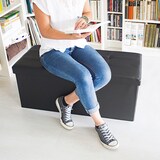 thumbnail of Relaxdays Faltbare Sitzbank 38 x 76 x 38 cm HxBxT, 2-Sitzer m. Stauraum, Kunstleder Sitzhocker 300 kg belastbar, grün