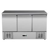 thumbnail of Mesa refrigerada profesional de 3 puertas – Capacidad de 368 litros – Acero inoxidable y refrigeración ventilada estática