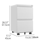 thumbnail of Rollcontainer Metall Weiß 68x39x45 cm mit 2 Schubladen abschließbar unter Schreibtisch für Legal und Letter Hängeregister stabil pflegeleicht