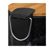 thumbnail of Poubelle en métal Noir marbré et couvercle en bambou 3 L