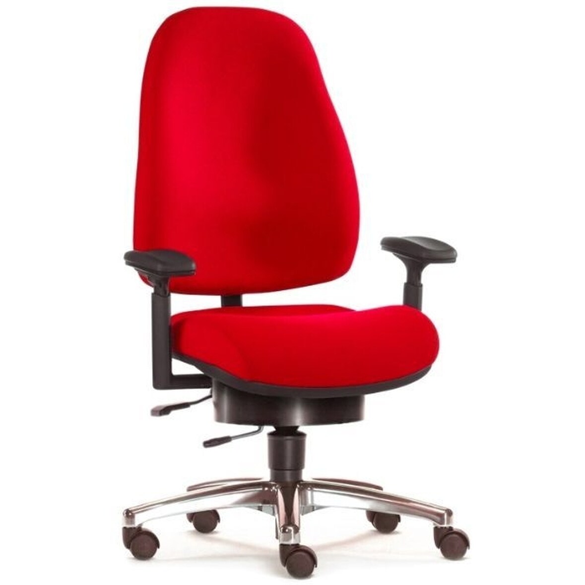 Bürodrehstuhl Lady Sitwell m. Armlehne  Alu-Fußkreuz rot