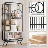 thumbnail of Metallregal mit Schrank Doppeltür Weiß+Schwarz 80x30x180 cm 4 Ablagen Stahlrohr MDF stabile hohe Füße modernes Design