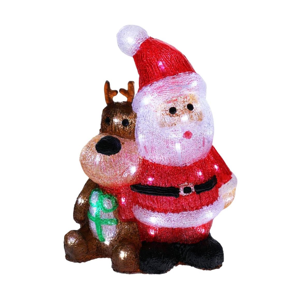 WellHome - Figura Luminosa de Papá Noel y Reno con Luces LED y temporizador