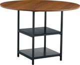 thumbnail of Esstisch rund MDF in Nussbaum-Optik und Metall Schwarz, 107x107x75 cm, mit 2 offenen Ablagen für 2–4 Personen