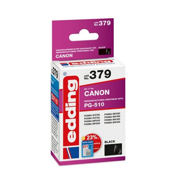 Edding Druckerpatrone 379 Canon 510 schwarz, Ersetzt: Canon PG-510, No.510