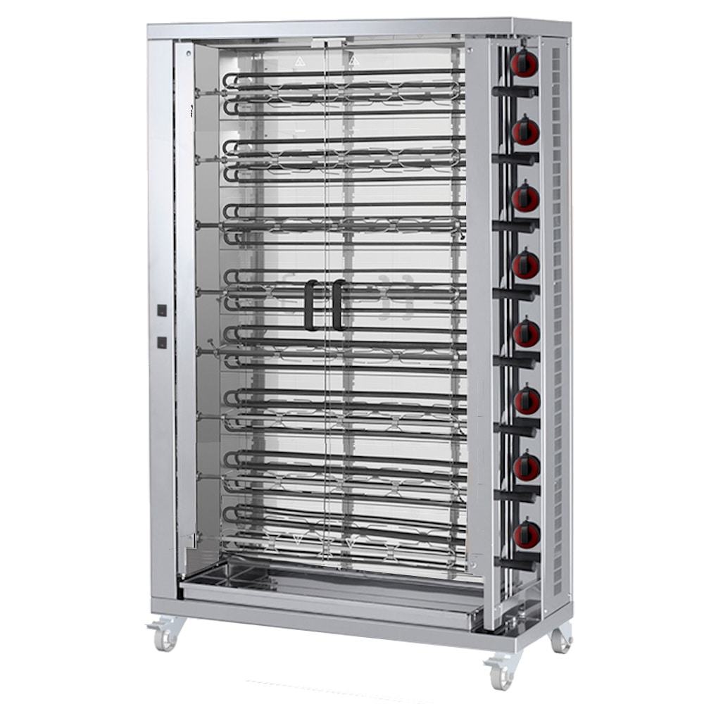 Elektrische kipgrill 8 zwaarden = 40/48 kippen - 1100x450x1800 mm - 33600 W 400/3V - 53403084 Eurast