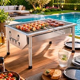 thumbnail of Barbecue A Carbone Portatile Pieghevole In Acciaio Inox Con Griglia Smontabile Gambe Regolabili Design Salvaspazio Campeggio 40 X 28 X 21.5 Cm Acciaio