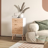 thumbnail of Mesita de Noche Madera con 4 Cajones Comoda Rústica Cajonera Mesilla Mueble para Dormitorio Armario Almacenamiento 40x30x75 cm