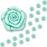 thumbnail of 20 Satinrosen 15mm kleine Rosenköpfe Stoffrosen mini Stoffblumen Satinröschen Streudeko Tischdeko Vasenfüllung Geschenkdeko Floristik Helltürkis