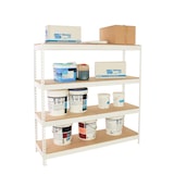 thumbnail of SimonRack Estante Industrial 2000x1800x600, 4 Prateleiras em Madeira, 400 kg por Nível, Estrutura em Aço, Branco/Madeira - Ecoforte