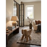 thumbnail of Design Turnbock Sitzhocker Ziegenfell Braun / Weiß 40 x 30 x 47 cm, Turnhocker Hocker Fellhocker Springbock, Beistellhocker
