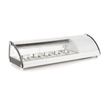 thumbnail of Vetrina Frigo per Sushi da Banco Refrigerata - Vetro frontale curvo apribile - Motore incorporato - Bianca - 5 gn 1/3 - 130,7x45x33h cm