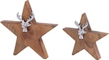 thumbnail of Holzfigur Stern 2er Set mit Hirschkopf Größe 25/19cm Aufsteller Mangoholz Aluminium
