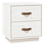 thumbnail of Table de chevet Blanc 40x34x45 cm Bois de pin massif – Modèle Émeraude Nuit