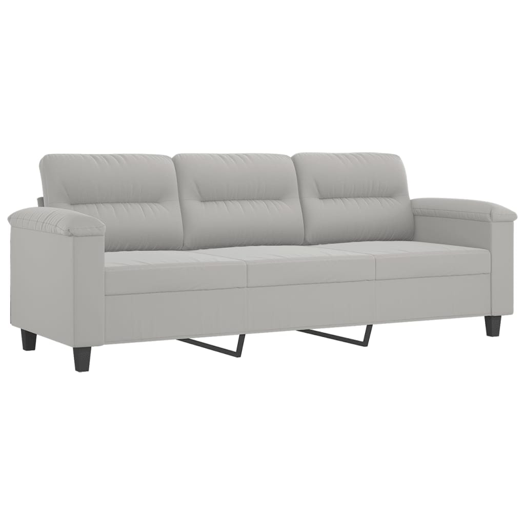 vidaXL 3-Sitzer-Sofa Hellgrau 180 cm Mikrofasergewebe