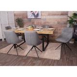 thumbnail of Set di 6 sedie da pranzo HWC-M65, sedia da cucina poltrona sedia, girevole auto-posizione in metallo tessuto/tessuto ~ grigio