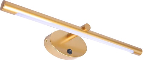 Eine goldene Wandleuchte mit einem schwenkbaren Arm.