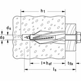 thumbnail of FISCHER GB 8 spiraaldeuvel, Ø8x50mm, kunststof, nylon, 60mm, Ø5mm, geschikt voor gasbeton, geschikt voor