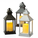 thumbnail of LED Laterne mit Kerze Windlicht flackernd H: 23cm Batteriebetrieb grau