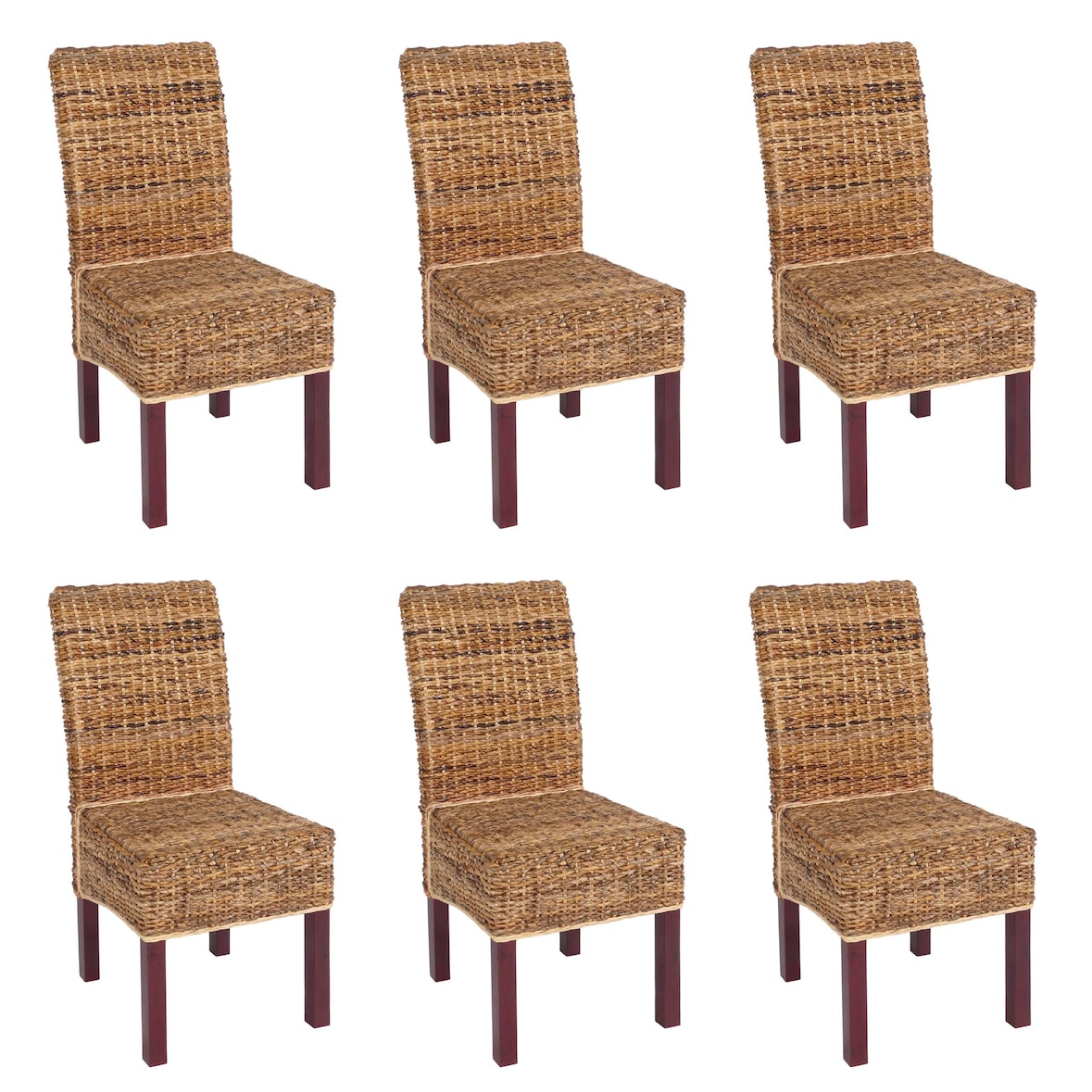 Lote de 6 sillas de comedor silla de mimbre M69 silla BALI mimbre plátano ~ light, sin cojines