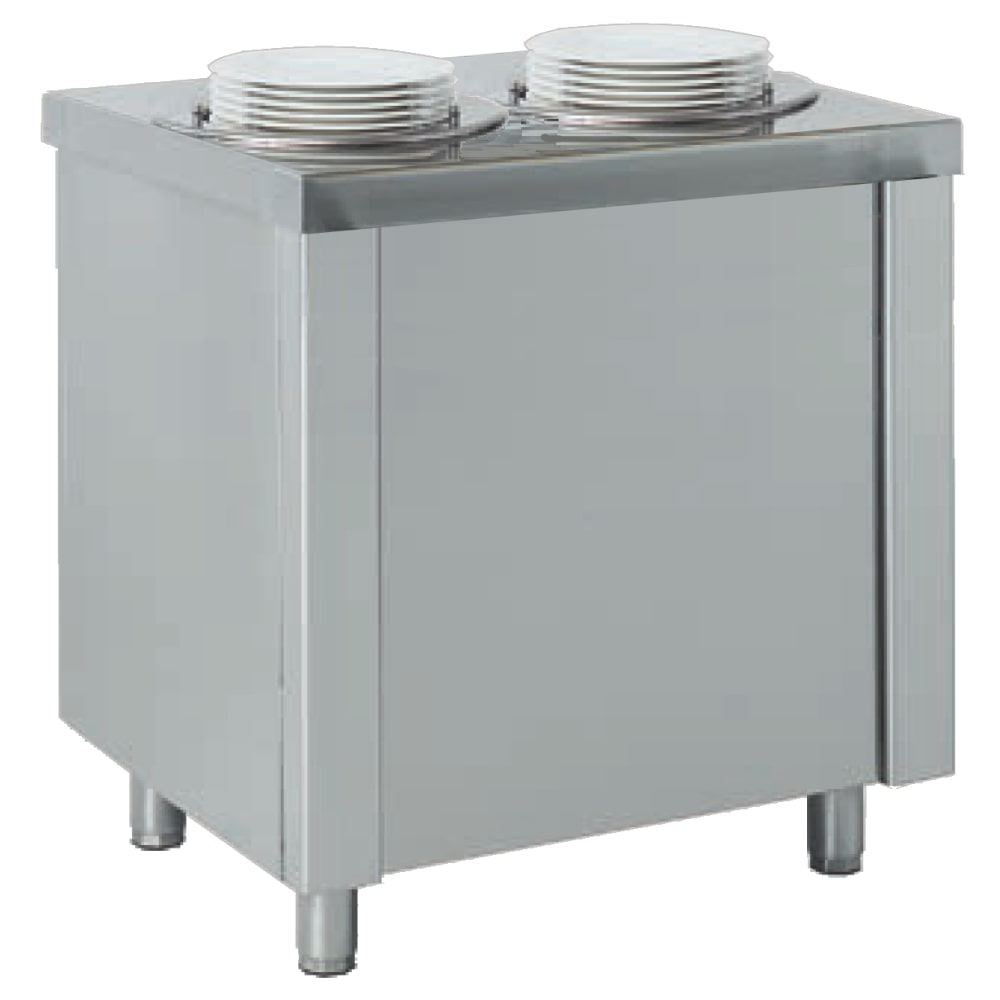 Mobile distributore per il self-service 2 pozzetti caldi 45+45 piatti - 800x700x850 mm - 960 W 230/1V - 10699010 Eurast