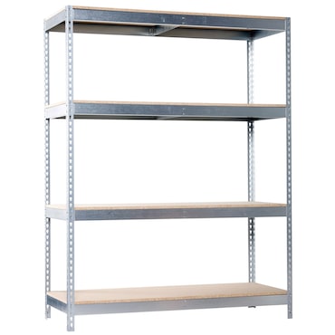 SimonRack Estantería Industrial, 2000x2400x750 mm, 400 kg de Punto Flexión, 4 Estantes Madera, Estantería Garaje, Galva/Madera - Simonforte