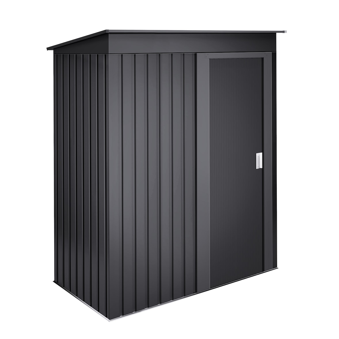 Wasabi - Armario Metálico de Jardín 1,39m2 Neat Anthracite - Puerta Corredera - Techo Inclinado - Gris Antracita - 86x162x181cm - Cobertizo Metal