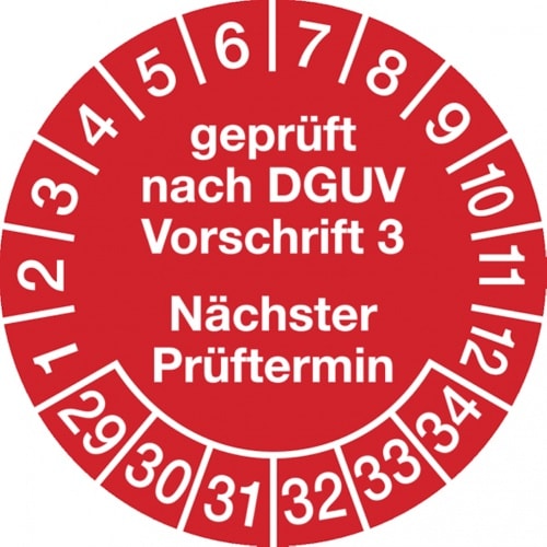 Dreifke® Prüfplakette geprüft nach DGUV Vorschrift 3 nächster Pr - 30 mm Folie selbstklebend