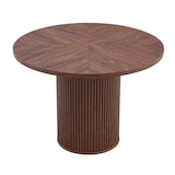 thumbnail of Standard-Esstisch MDF und Metall Walnuss rund 100x100x76 cm, 4-Segment-Tischplatte mit Stauraum