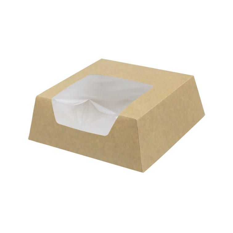 MONOUSO - Scatola di Carta Kraft con Finestra 140x140x50mm (25 Pezzi)